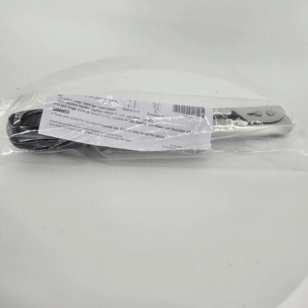 Pampered Chef Small Chef's Tongs 2957 Stainless Steel Silicone Tips New In Pack - Picture 6 of 6